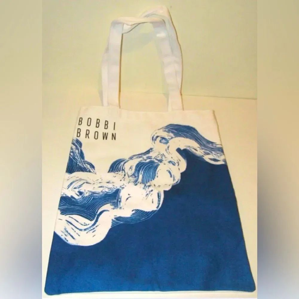 NEW *Bobbi Brown* Cotton Canvas Blue Wave Beach Tote Bag
